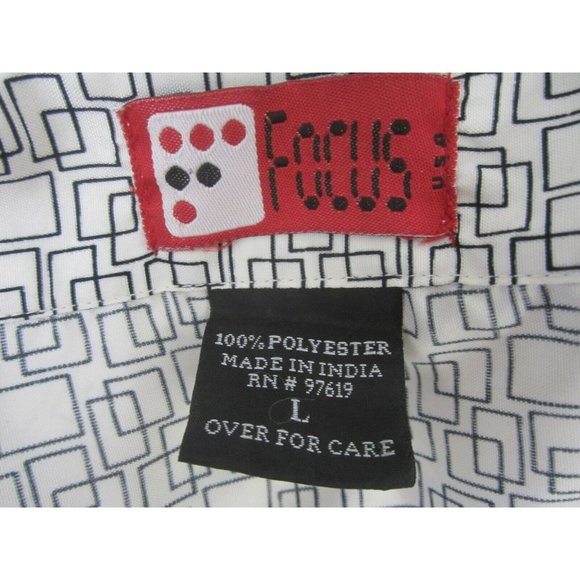 FOCUS vintage Men shirt L CLUB/DISCO s/s camp pit to pit 24" geometric tribal - Picture 8 of 8